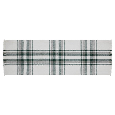 Harper Plaid Green White Runner Fringed 8x24 - The Fox Decor